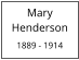 Mary Henderson  1889 - 1914