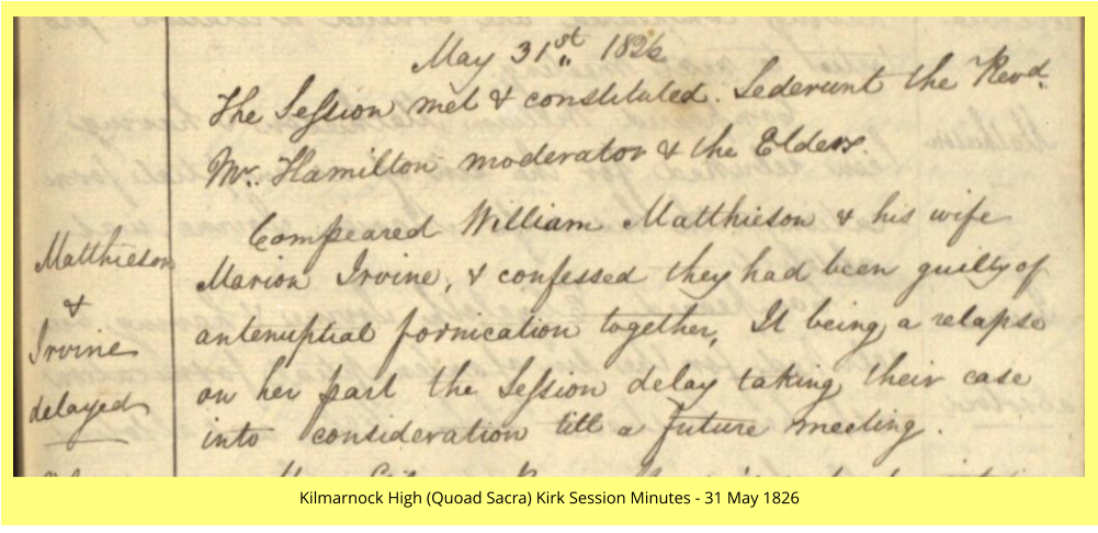 Kilmarnock High (Quoad Sacra) Kirk Session Minutes - 31 May 1826