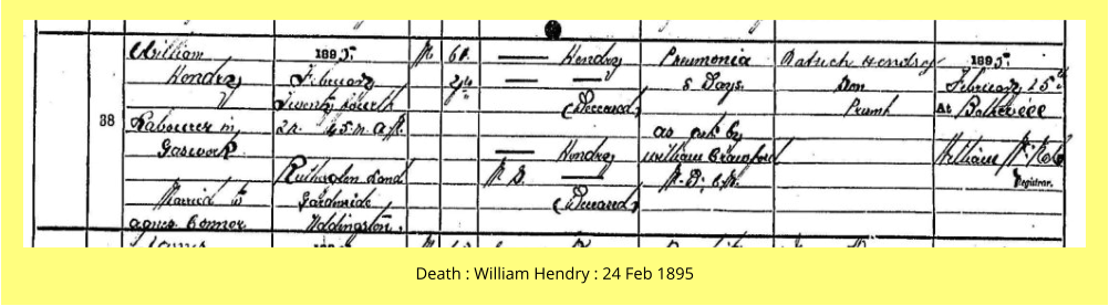 Death : William Hendry : 24 Feb 1895