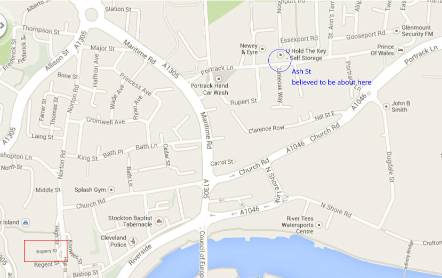 Ash St believed to be about here