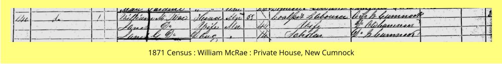 1871 Census : William McRae : Private House, New Cumnock