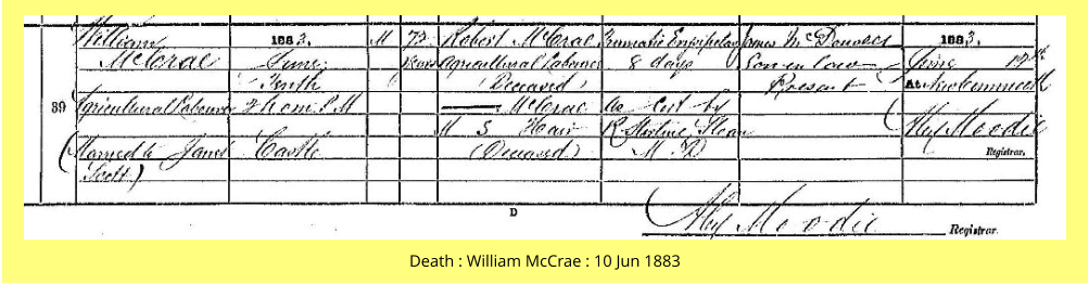 Death : William McCrae : 10 Jun 1883