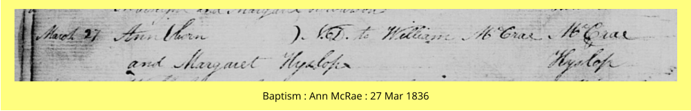 Baptism : Ann McRae : 27 Mar 1836