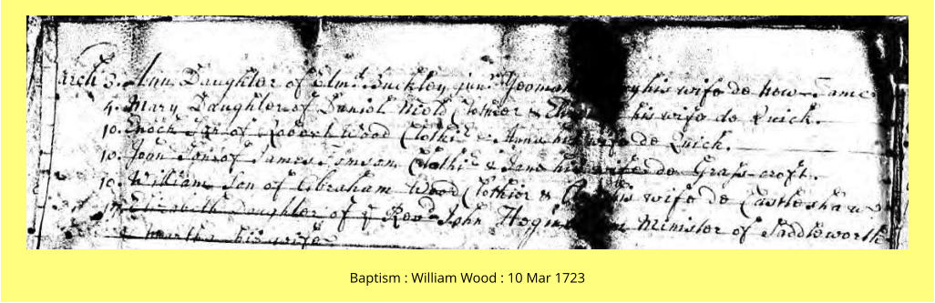 Baptism : William Wood : 10 Mar 1723